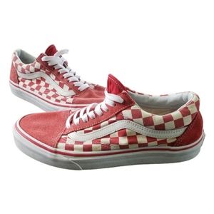 Vans Old School Skateboard Sneakers  Red White Checkered Men’s sz 7 women's 8.5